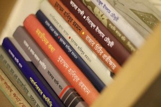 Shelf of books in bengali