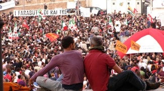 people watching a crowd