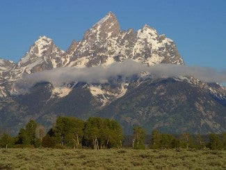  snow capped Teton mountains in Wyoming 