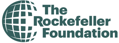 Stylised globe icon with the words The Rockefeller Foundation 